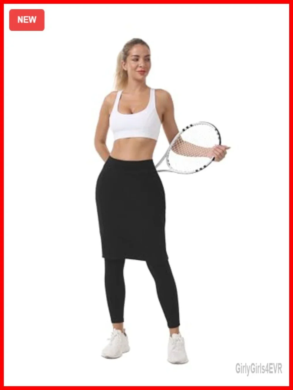 Women's Athletic Skort with Built-in Leggings, Knee Length, UPF 50+